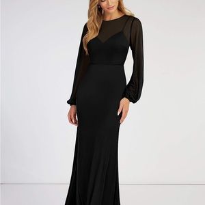 Azazie Sheath Bow Mesh Floor-Length Dress